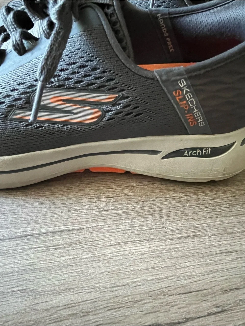 Skechers Slip-Ins GOWALK Arch Fit Idyllic Charcoal and Orange 216116 Size 9 FLAW